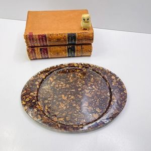 MCM Lucite Serving Tray Brown with Cork Bits or Wood Chips